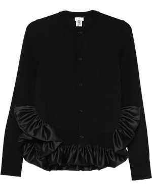 Noir Kei Ninomiya Ruffle-Trimmed Cardigan - Black