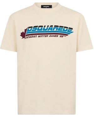 DSquared² T-Shirt Met Grafische Print - Wit