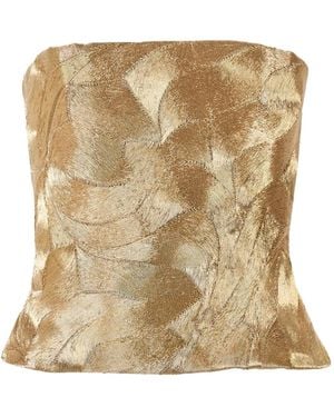 Carolina Herrera Metallic Embroidered Bustier Top