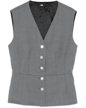 Maje Sleeveless V-Neck Waistcoat - Gray