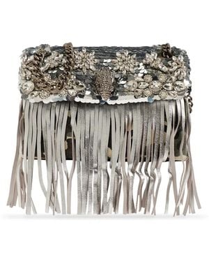 Kurt Geiger Medium Kensington Fringe-Trimmed Shoulder Bag - Green