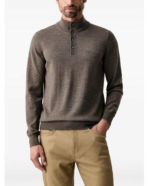 Aeronautica Militare Logo-Embroidered Wool Jumper - Grey