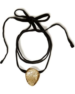 Twinset Hammered-Pendant Necklace - Black