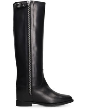 Via Roma 15 Zip-Fastening Buckle-Detail Knee-High Boots - Black