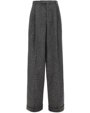 Valentino Garavani Pleated-Waist Flecked Trousers - Grey