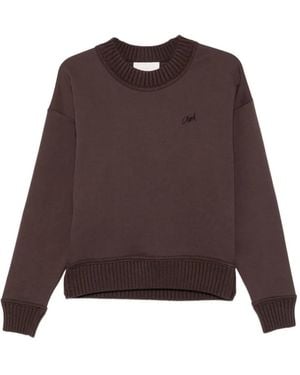 Closed Ribbed-Trim Logo-Embroidered Sweatshirt - Brown