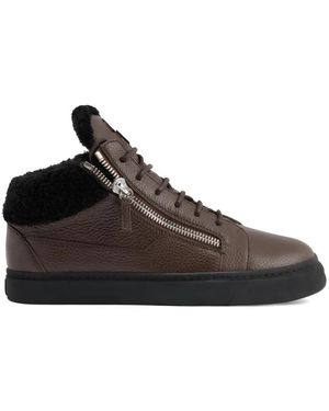 Giuseppe Zanotti Kriss Zip Leather Trainers - Brown