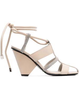 Fabiana Filippi 100Mm Leather Sandals - White