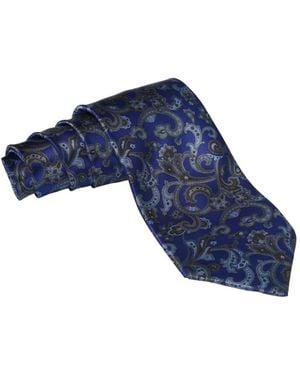 Stefano Ricci Corbata de seda con estampado de cachemira - Azul