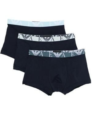 Emporio Armani Three-Pack Of Boxer Briefs With Bold Monogram Logo - Blue