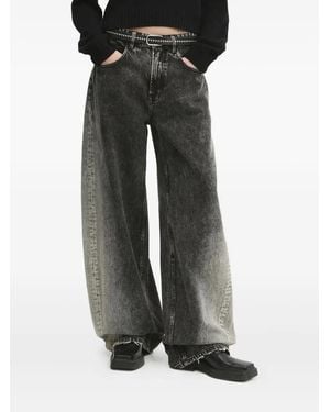 Miss Sixty Acid-Wash Wide-Leg Jeans - Black