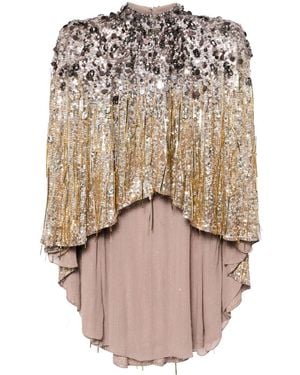 Jenny Packham Rose Sequin-Embellished Cape - Natural