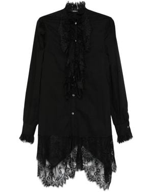 Ann Demeulemeester Lace-Trim Ruffled Shirt - Black