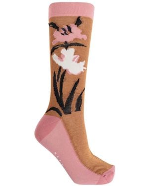 Marni Floral-Intarsia Socks - Pink