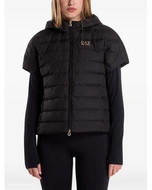 EA7 Quilted Hooded Jacket - Black