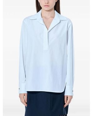 Max Mara Poplin Extended-Cuff Polo Shirt - Blue