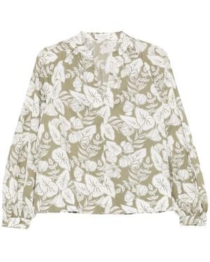 Marc O' Polo Floral-Print V-Neck Blouse - White