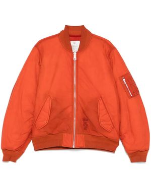 Stussy Waxed Quilted Bomber Jacket - Orange