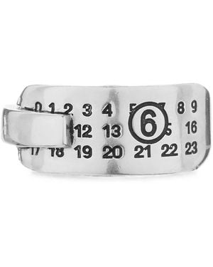 MM6 by Maison Margiela Numeric-Logo Engraved Ring - White