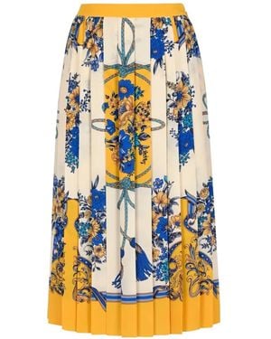 Gucci Printed Silk Midi Skirt - Natural