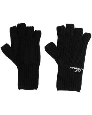 Amiri Logo-Embroidered Cashmere Fingerless Gloves - Black
