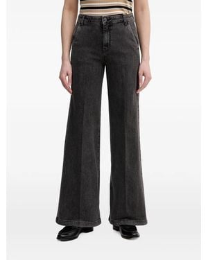Benetton Jeans A Gamba Ampia A Vita Alta - Nero