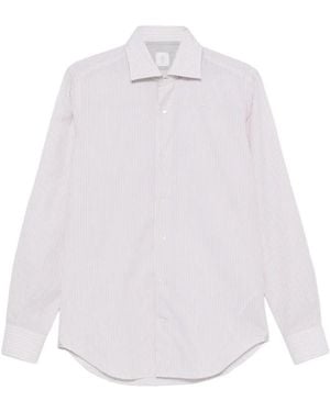 Eleventy Chemise Rayée À Col Italien - White