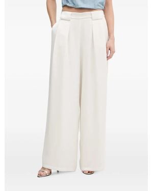 DKNY High-Rise Pleated Palazzo Trousers - White