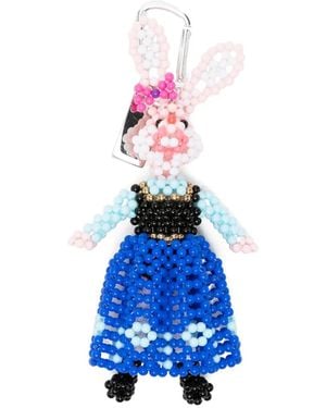 Chopova Lowena Warrior Rabbit Beaded Keyring - Bleu