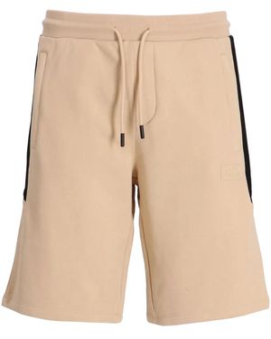 KARL LAGERFELD Logo-Patch Drawstring Shorts - Natural