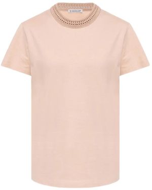 Tシャツ・カットソー Moncler T-SHIRT WITH CROCHET DETAIL Moncler T-shirt With Crochet Detail in Black | Lyst