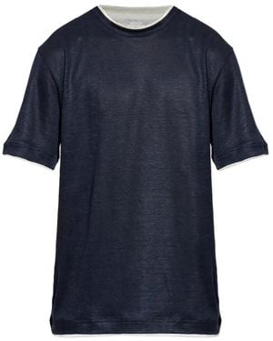 Eleventy Layered-Detail T-Shirt - Blue