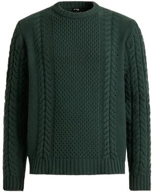 Kiton Pullover Mit Zopfmuster - Grün