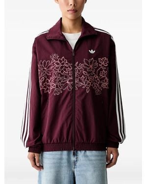 adidas Floral Gfx Firebird Floral-Embroidered Zip-Up Sweatshirt