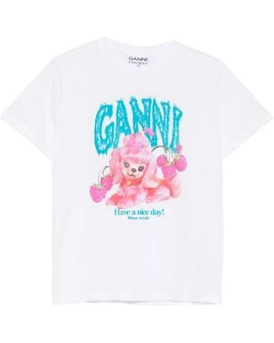 Ganni Dog Graphic T-Shirt - White