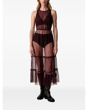 AllSaints Ruffled Midi Dress - Red