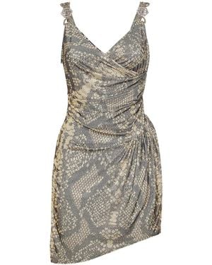 Philipp Plein Rhinestone-Embellished Mini Dress - Grey
