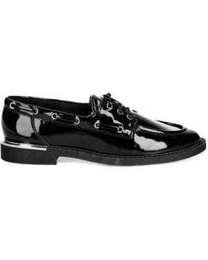 DKNY Randall Patent-Finish Lace-Up Loafers - Black