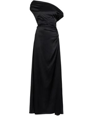 STAUD ドレープワンショルダーマキシドレス - ブラック
