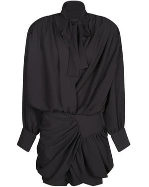 IRO Bounce Pussy-Bow Draped Mini Dress - Black