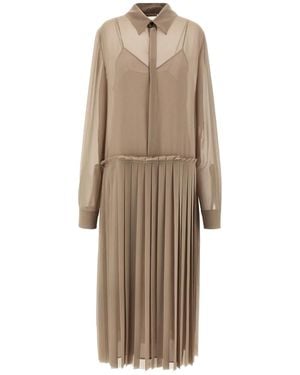 Ami Paris 'Pleated Midi' Dress - Natural
