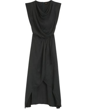 BOSS Cowl-Neck Dress With Wrap Skirt - Black