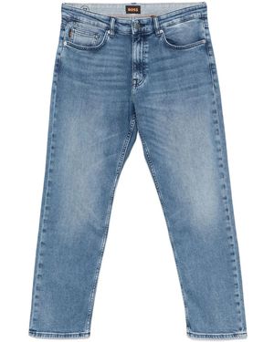 BOSS Logo-Patch Straight-Leg Jeans - Blue