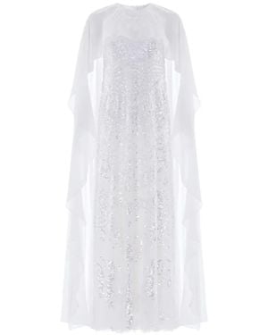 Needle & Thread Anais Sequin-Embellished Cape Dress - White