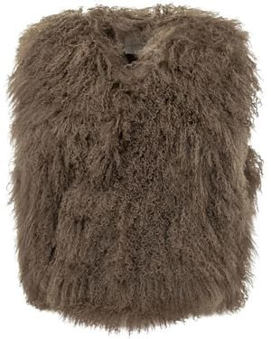 Martha Louis Mongolian-Fur Gilet - Brown