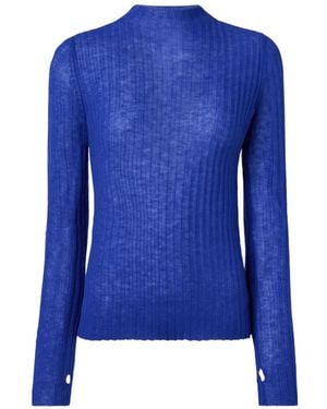 Pinko Ribbed-Knit Mock-Neck Sweater - Blue
