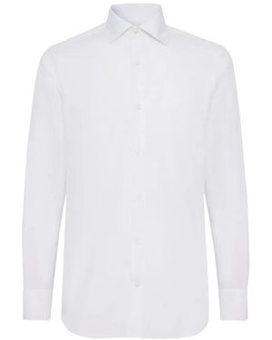 BOGGI Windsor-Collar Cotton Twill Shirt - White