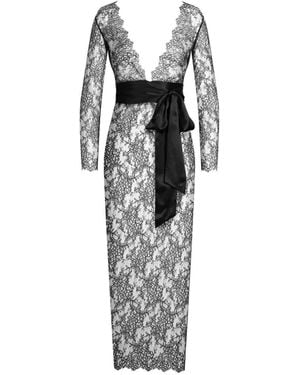 Maison Close Rendez-Vous Floral-Lace Wrap Dress - Gray