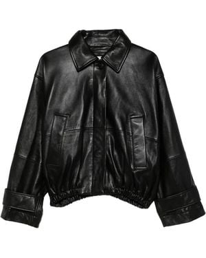 Rohe Batwing-Sleeve Leather Jacket - Black