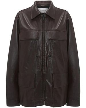 Victoria Beckham Chore Leather Jacket - Black
